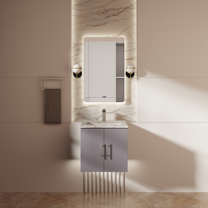 Meuble-lavabo simple l 24 po x P 22 po Geneva, Gris foncé