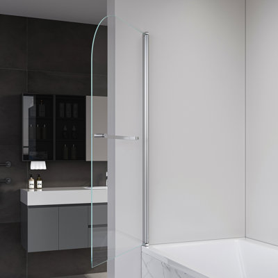31 Inch Long * 55 High Folding Bathtub Shower Door, 1/4" 6Mm Tempered Glass, Brushed Nickel, Matte Black, - Shattering, Easy To Keep Clean Thick Glass Door For Bathtub, In Length Height, Metal