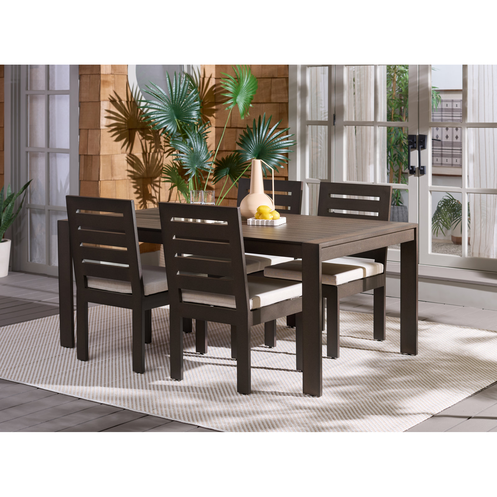 Dwyer 37" Patio Dining Set, Brown