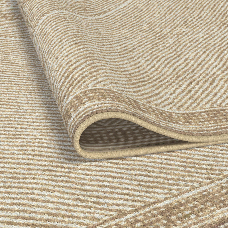 Tapis en viscose beige et blanc Benzara 8 x 10