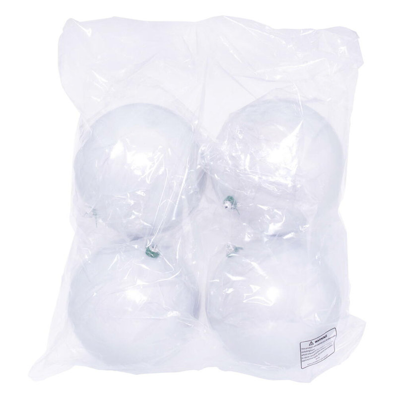 Ensemble d'ornement boule 4 pièces, H 4,75 po x l 4,75 po x P 4,75 po, Blanc