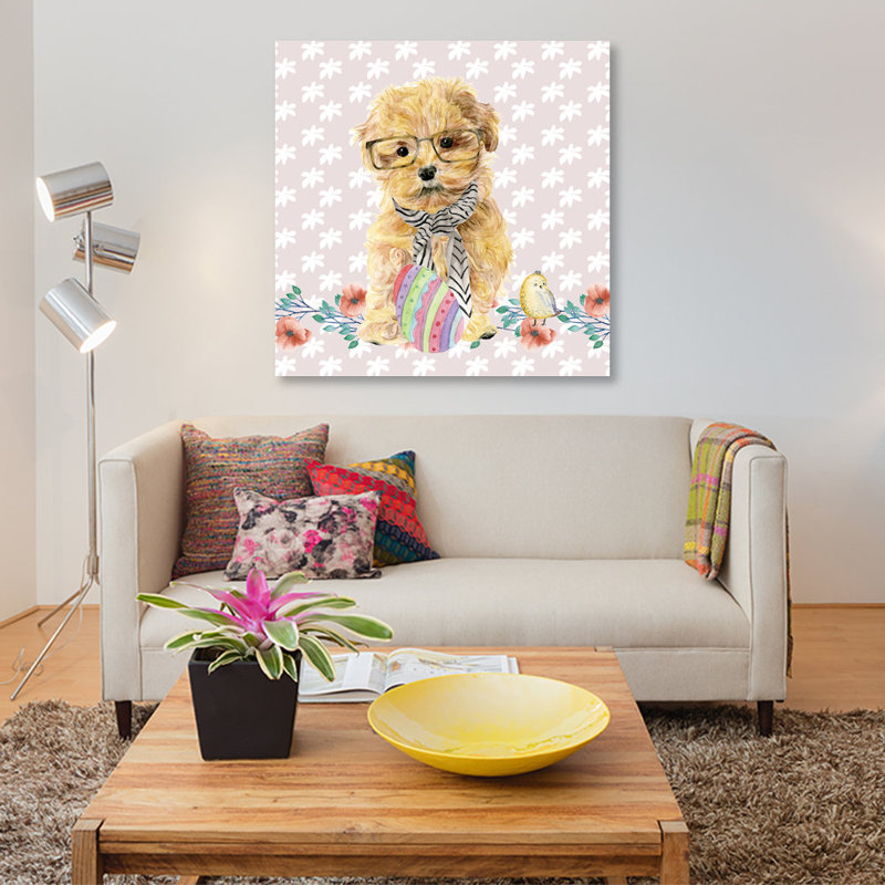 «Easter Pups I», reproduction d'impression sur toile tendue, H 18 po x l 18 po x P 1,5 po, Toile tendue, Pas de tapis