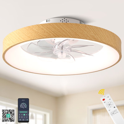Ventilateur de plafond moderne encastré de 20 pouces avec éclairage et télécommande, DEL et RVB à intensité variable, ventilateur de plafond intelligent à profil bas à 6 vitesses