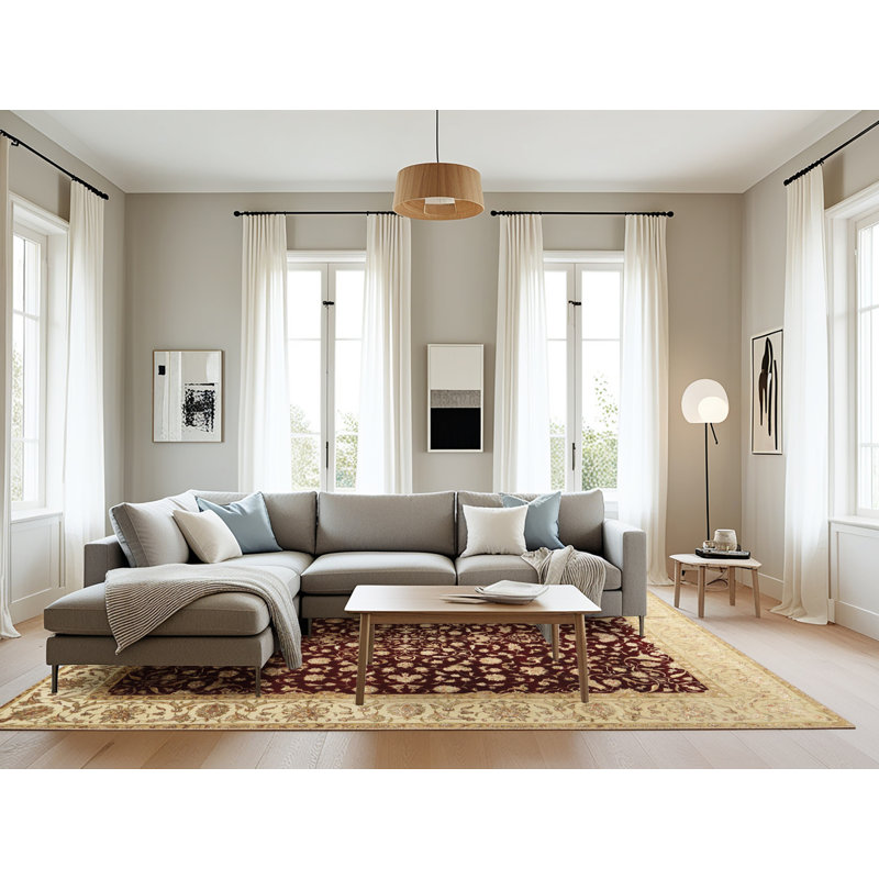 Tapis décoratif rouge Mariela oriental, Rectangle 8 pi x 10 pi