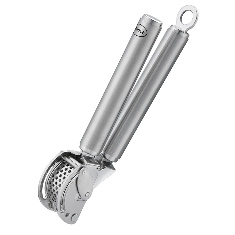 Stainless Steel Garlic and Ginger Press with Scraper, 9-inch