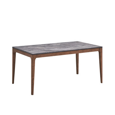 Engineered Stone Top Dining Table In Walnut - Sophisticated Style, Build Quality & Finish Classic Design, Materials For Longevity