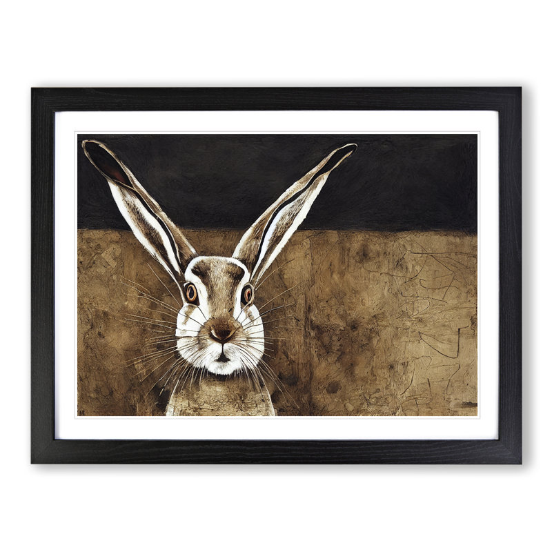 Hare - Single Picture Frame Painting, 34cm H x 46cm W x 2cm D, Black
