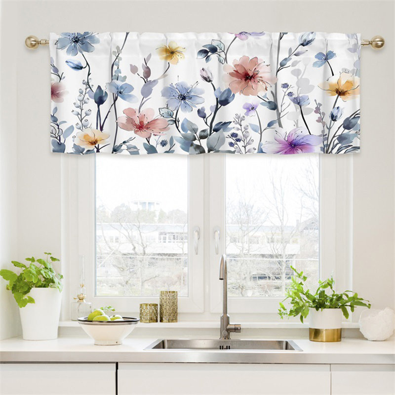 Rideaux à cantonnière à fleurs pour petite salle de bain kbndieu, C