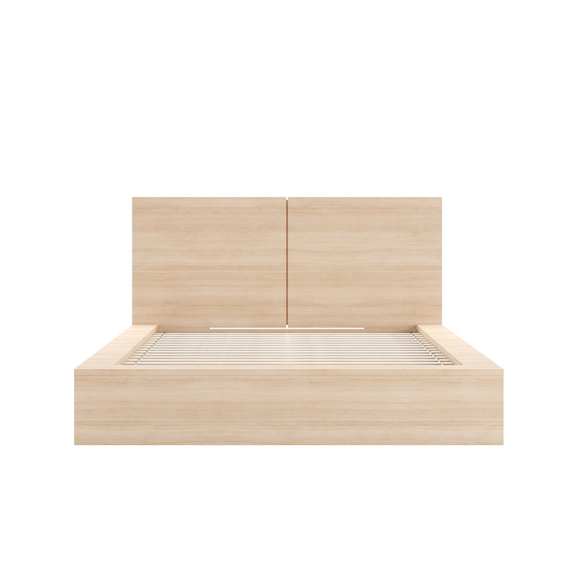 Guendolyn Platform Bed & Headboard, Natural Blonde Oak, King