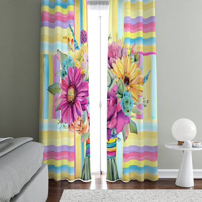 Rideaux semi-transparents à motif floral printanier