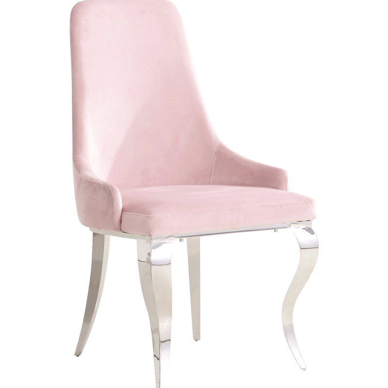 Of 2 Pink Velvet Side Chairs - Legs, Comfortable Option Upholstered Dining (2 Chairs) Modern Legs And Back
