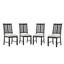 Ensemble de 4 chaises de salle à manger, structure en bois d'hévéa, cuisine de ferme moderne