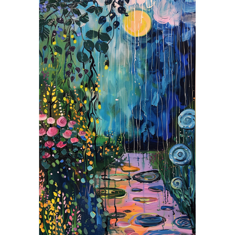 «Whispering Garden Pond», art mural sur toile tendue, H 40 po x l 30 po x P 1,5 po