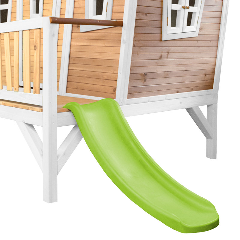 Emma AXI 349cm W x 193cm D Outdoor Hemlock Wood Luxury Playhouse, Natural/White/Lime Green