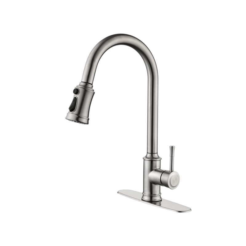 Single Handle Kitchen Faucet, High Arc Pull Down Sprayer, Stainless Steel | Gift Idea, Brushed Gold