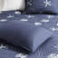 4 Piece Cotton Bedding Navy - Embroidered Coastal Theme, , Machine Washable Seaside Design, Easy To Wash