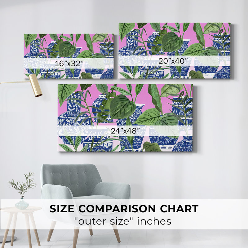 Indigo Palms II - Toile tendue avec châssis - Prêt à accrocher, H 20 po x l 40 po