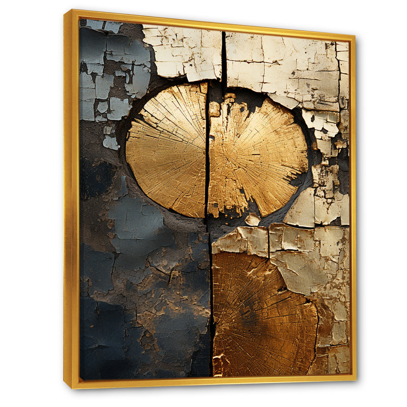 Abstrait gracieux charme des bois IV - Art mural abstrait grand, Cadre flottant doré, H 40 po x l 30 po x P 1,5 po