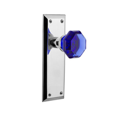New York Plate with Waldorf Cobalt Door Knob