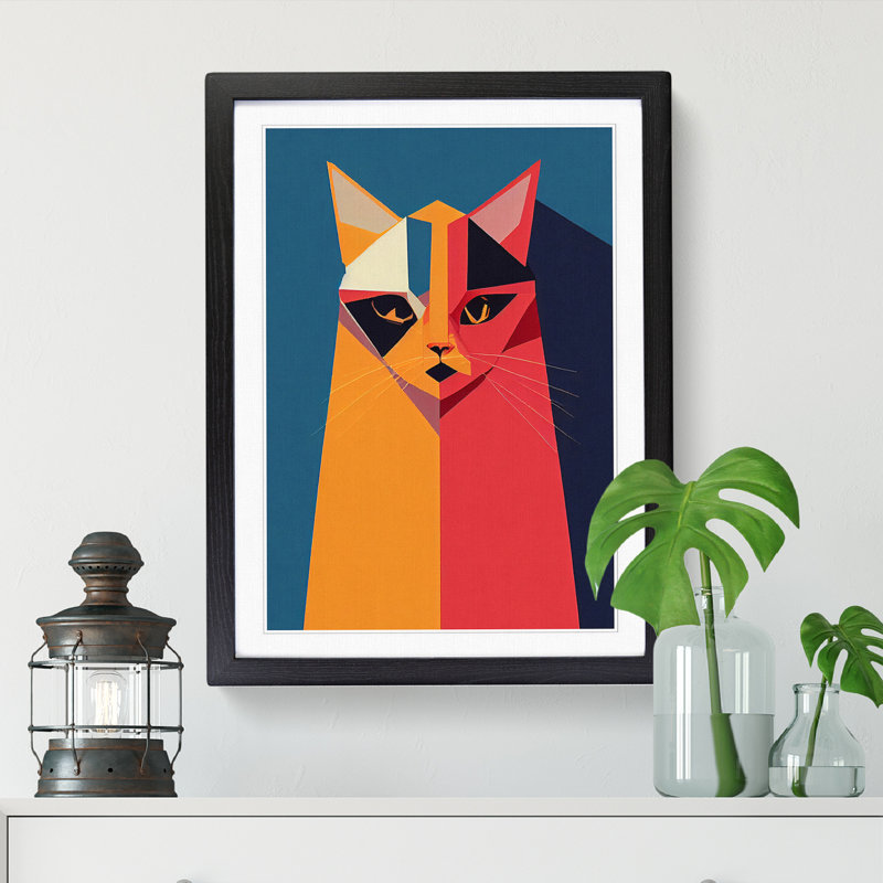 Cat Cubism Vol.1 - Picture Frame Print, Black Framed, 34cm H x 25cm W
