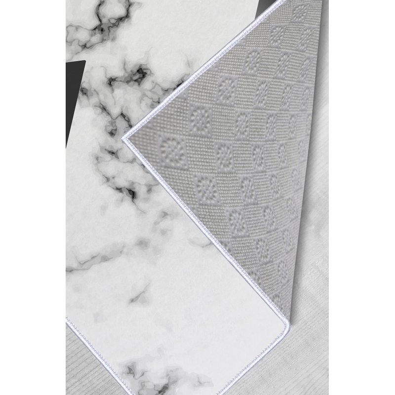 Tapis de couloir élégant (3,3 x 4,9 pi), 100% polyester, hauteur de poils de 0,3 po | Pois antibactérien antidérapant en PVC | Design tissé avec impression numérique 3D | Lavable à la machine, parfait pour la décoration intérieure et le confort