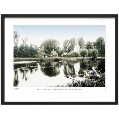 Hartford, River Ouse and Anchor Inn 1907 1 Piece Single Picture Frame Wall Art