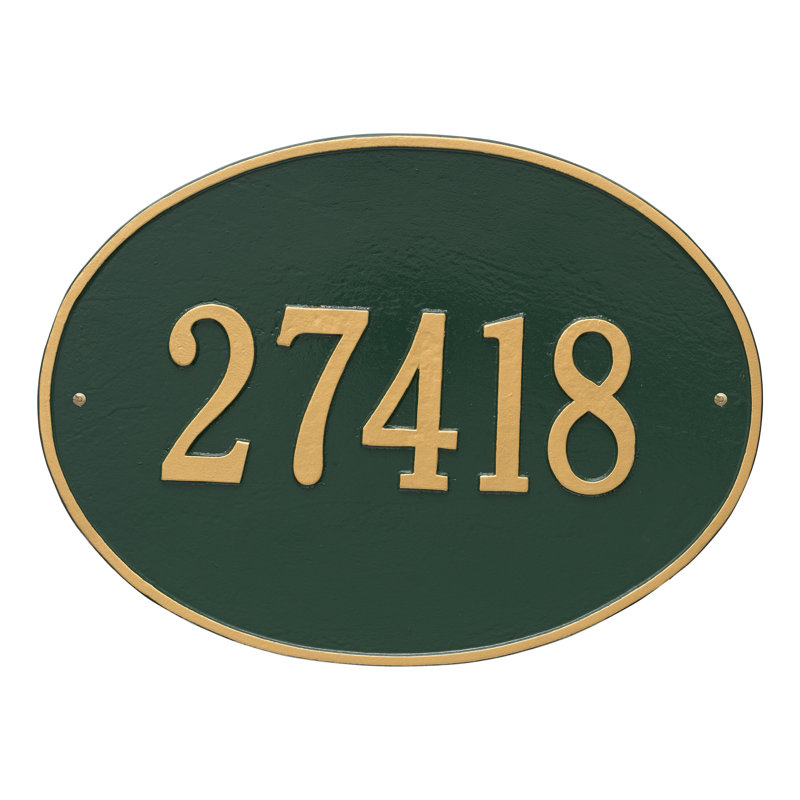 Hawthorne 1-Line Wall Address Plaque, Green and Gold, Yes