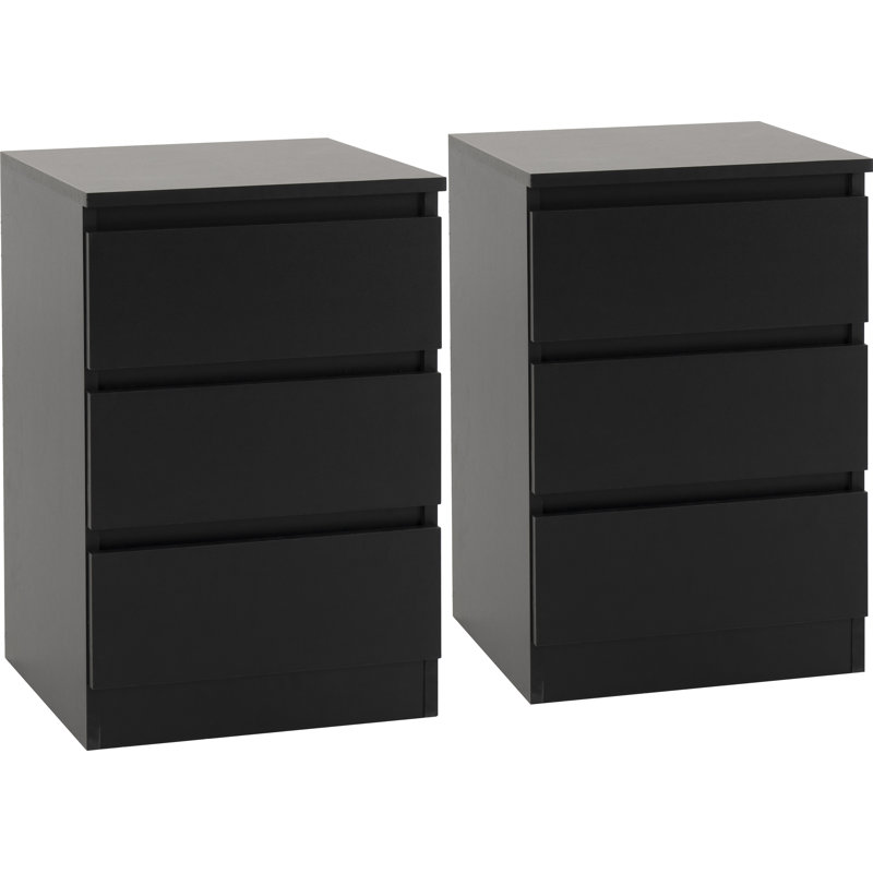 Braunstein 6 Drawer Bedside Table, Black