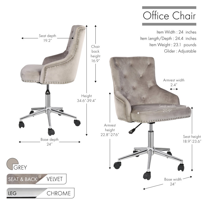 Chaise de travail Cody, Gris