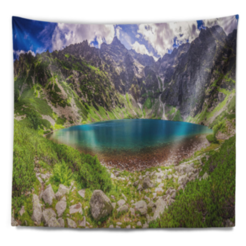 Tapisserie panorama à montagnes tatras at aube Landscape, H 32 po x l 39 po