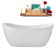 66" Streamline Soaking Glossy White Freestanding Tub and Tray With Internal Drain