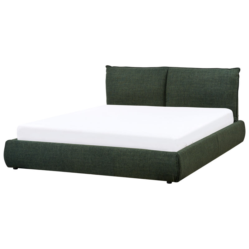 Bed Boucle VINAY 200 cm Taupe, Green, European Kingsize (160 x 200 cm)