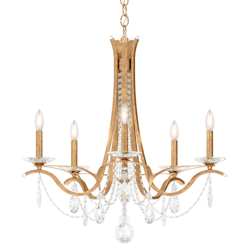 Vesca 5 Light 29in x 27in Chandelier in Heirloom Gold with Clear Radiance Crystals, Chinese (K9), French Gold, French Gold