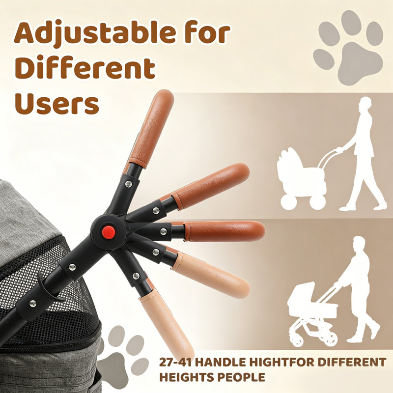Dog Stroller For Small & Medium Dogs, Pet Stroller For 2 Small Dogs With Adjustable Handle & Canopy, Extra Large Heavy Duty, Foldable & Ventilated, Storage Organizer