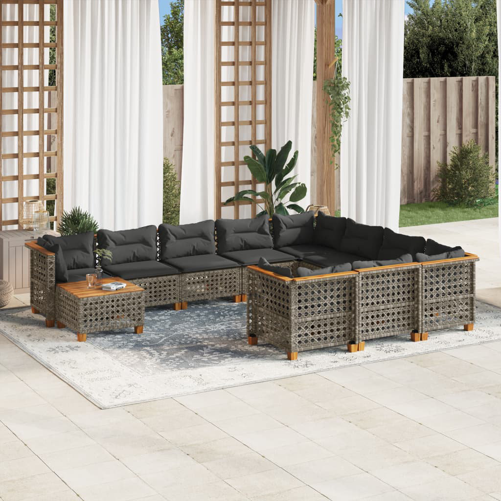 11-Sitzer Lounge-Set Alexias aus Polyrattan mit Polster