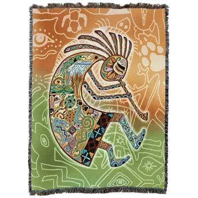 Pure Country Weavers Kokopelli Animal Spirits Totem - Sue Coccia Blanket Throw Woven from Cotton - Made in The USA (54x72)