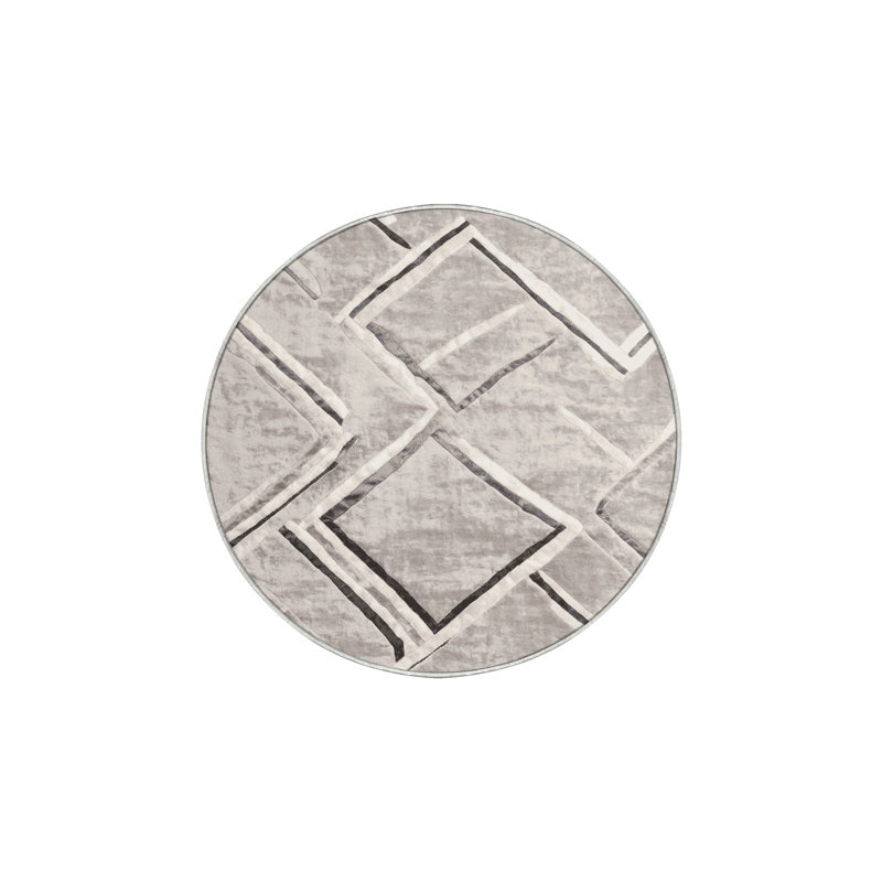 Tapis beige soyeux et moelleux, Rond 5 pi