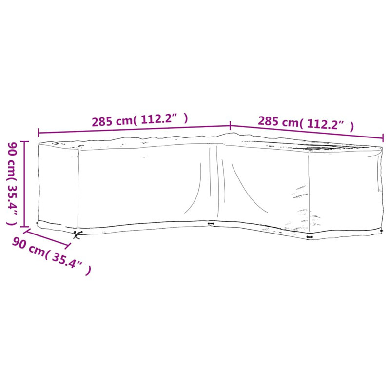 Burneyville Outdoor Patio Sectional Cover, 90cm H x 285cm W x 285cm D