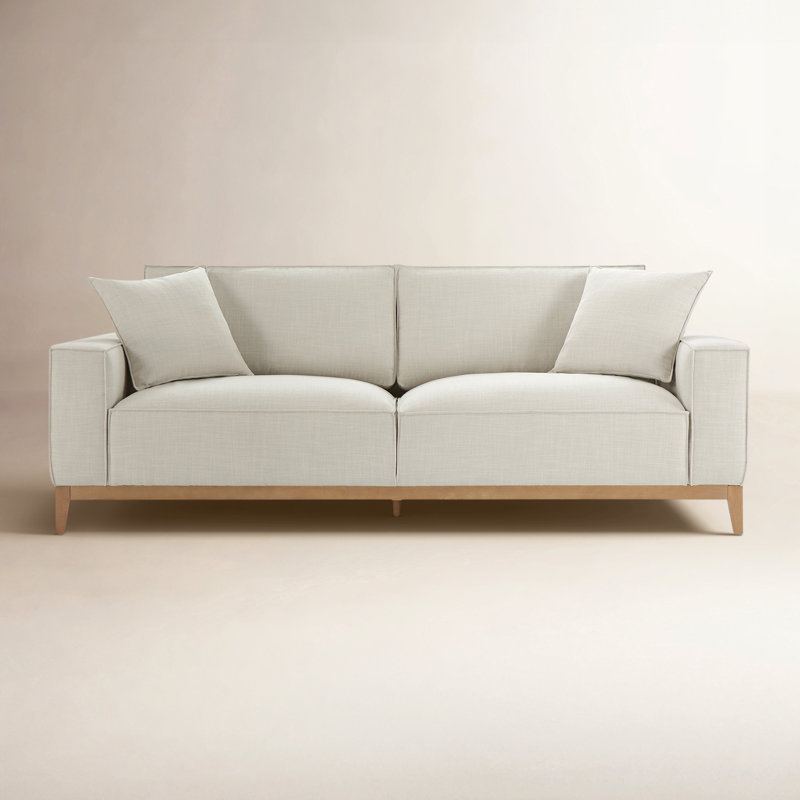 Nicky Upholstered 92'' Sofa, Effie Linen Performance Linen
