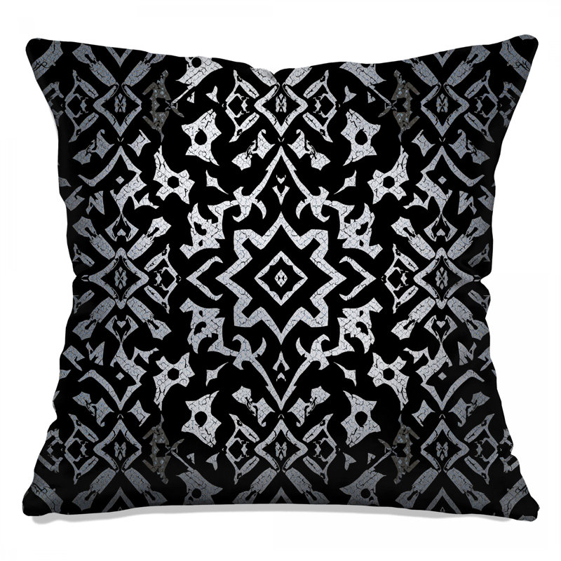 Black Damask Pattern Double Sided Throw Pillows, 20 x 20 inches