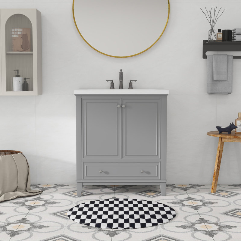 Meuble-lavabo 30 po avec lavabo en céramique, Gris
