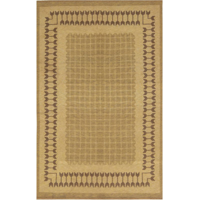 Tapis à tissage plat brun / jaune à motif géométrique rétro Mid-20Th Century Mid-20Th Century