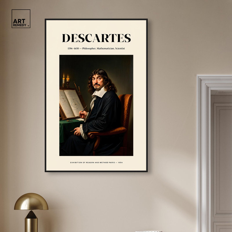 Affiches «penseur cartésien» par Art Remedy, H 55 po x l 37 po, Cadre blanc