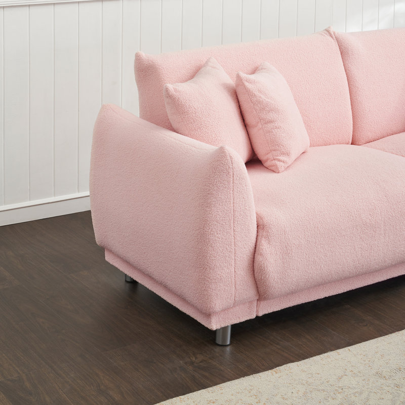 Ambus Upholstered 86.6'' Sofa, Pink Polyester Blend