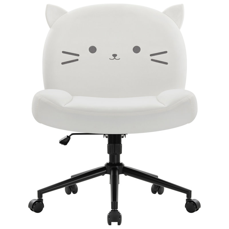 Stephine Velvet Office Chair, White
