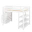 Lit mezzanine avec tablettes, escalier de rangement, petite armoire et lumière DEL blanche-1639540912