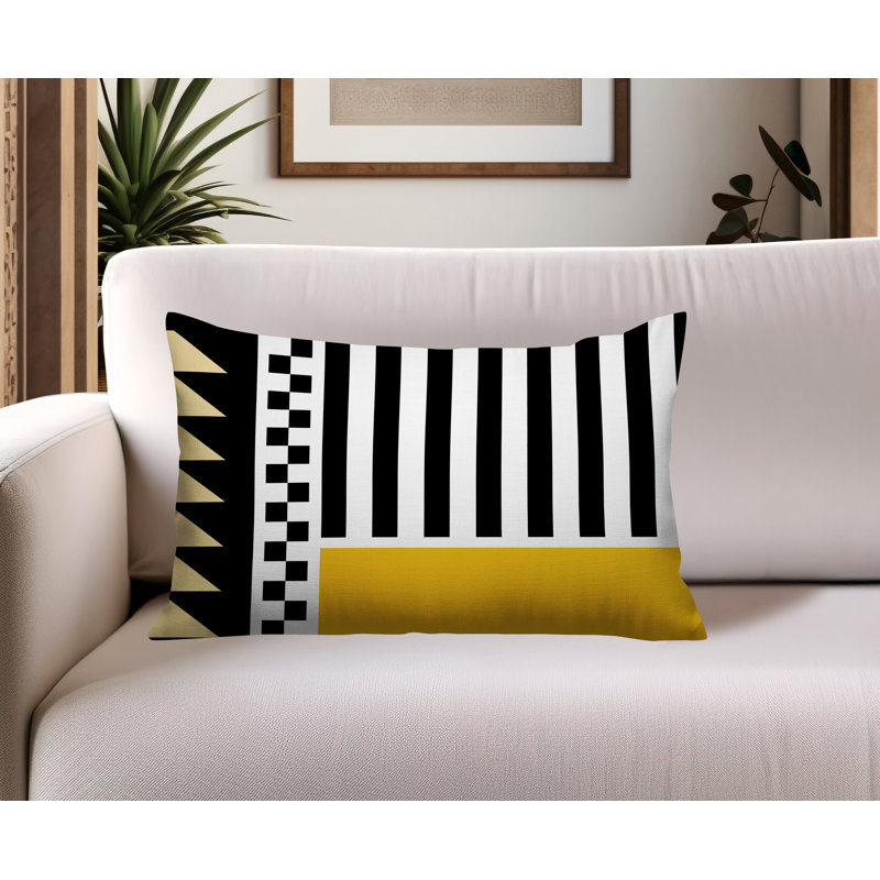 Oreiller rectangulaire réversible intérieur / extérieur Kaleido, Jaune, Rectangulaire H 18 po x l 25 po