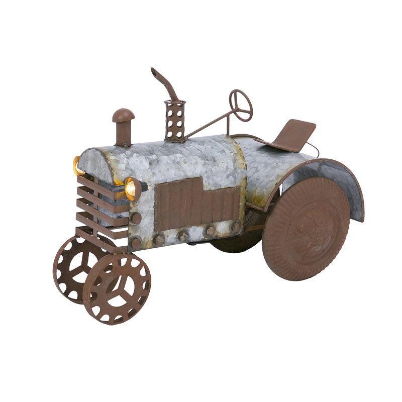 Antique galvanized 14.2in metal tractor