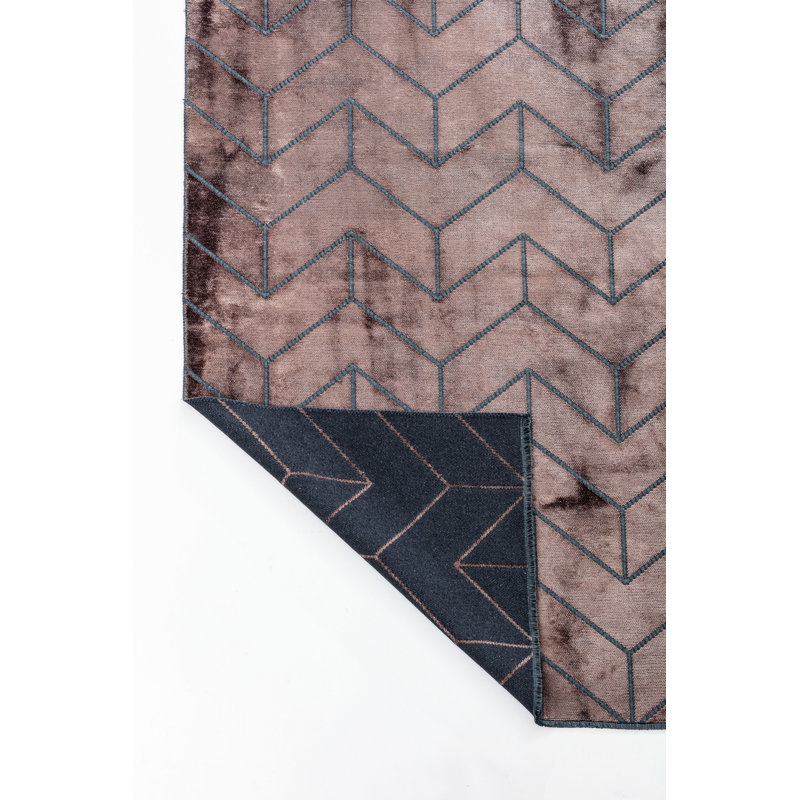 Rapture Dark Brown Chevron Luxury Area Rug, Rectangle 7'10" x 11'2"