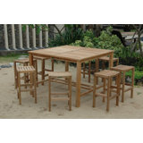 Windsor Outdoor 9 - Piece Teak Bar Height Dining Set